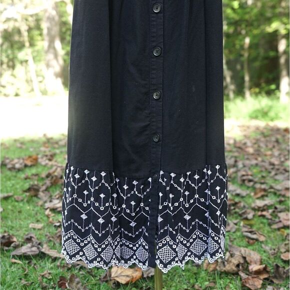 Old Navy Black White Embroidered Midi Sundress - Picture 3 of 6